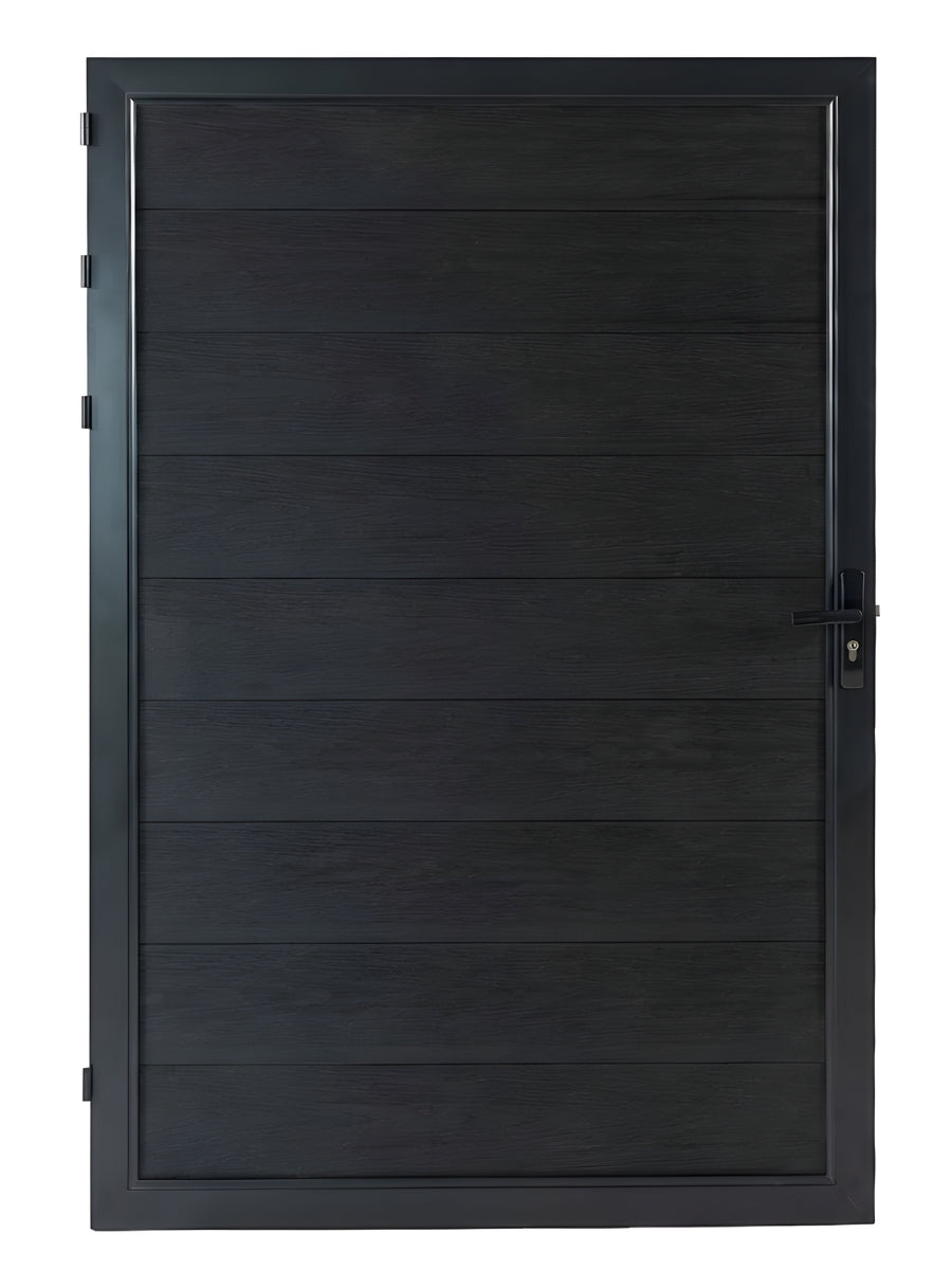 WPC fence gate single black color 4x6 ft outdoor composite gate modern design Main image