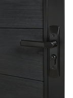 Black composite fence gate surface detail weatherproof outdoor material