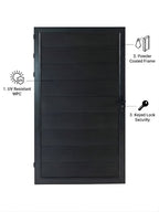 Black WPC fence gate single panel 4x6 ft composite exterior gate