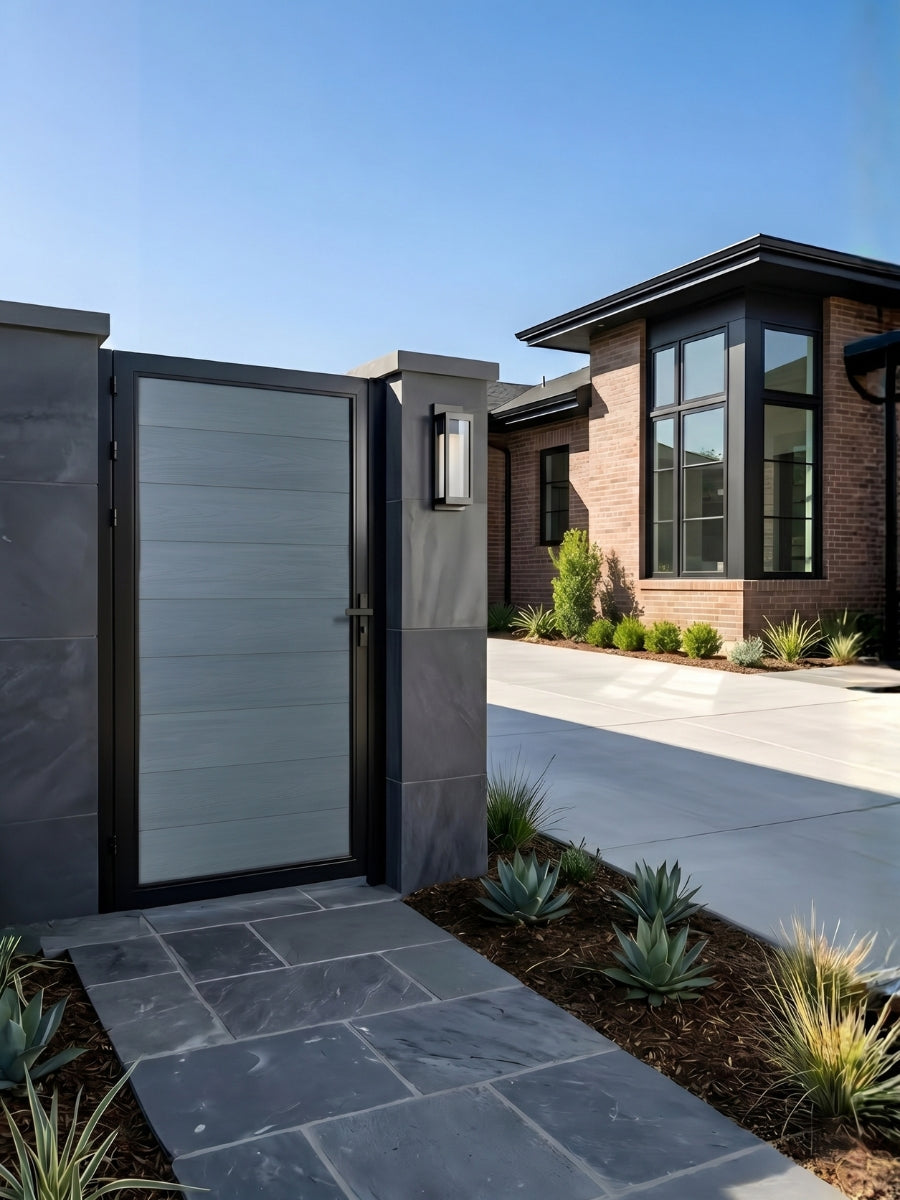 Modern light gray composite fence gate 3x6 ft for exterior home fencing