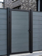WPC light gray single gate panel for stylish and durable boundary fencing