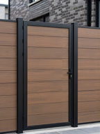 Outdoor walnut WPC fence gate for home garden and side entrance