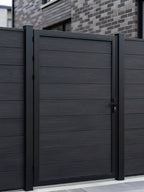 WPC single fence gate black color 4x6 ft low maintenance exterior gate