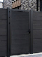 Outdoor black WPC fence gate for home garden and side entrance