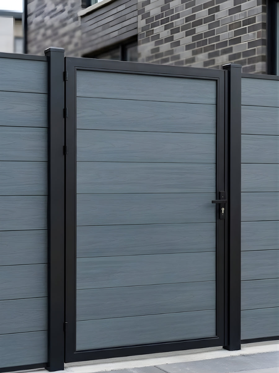 Light gray finish WPC fence gate single 4x6 feet for residential privacy fencing