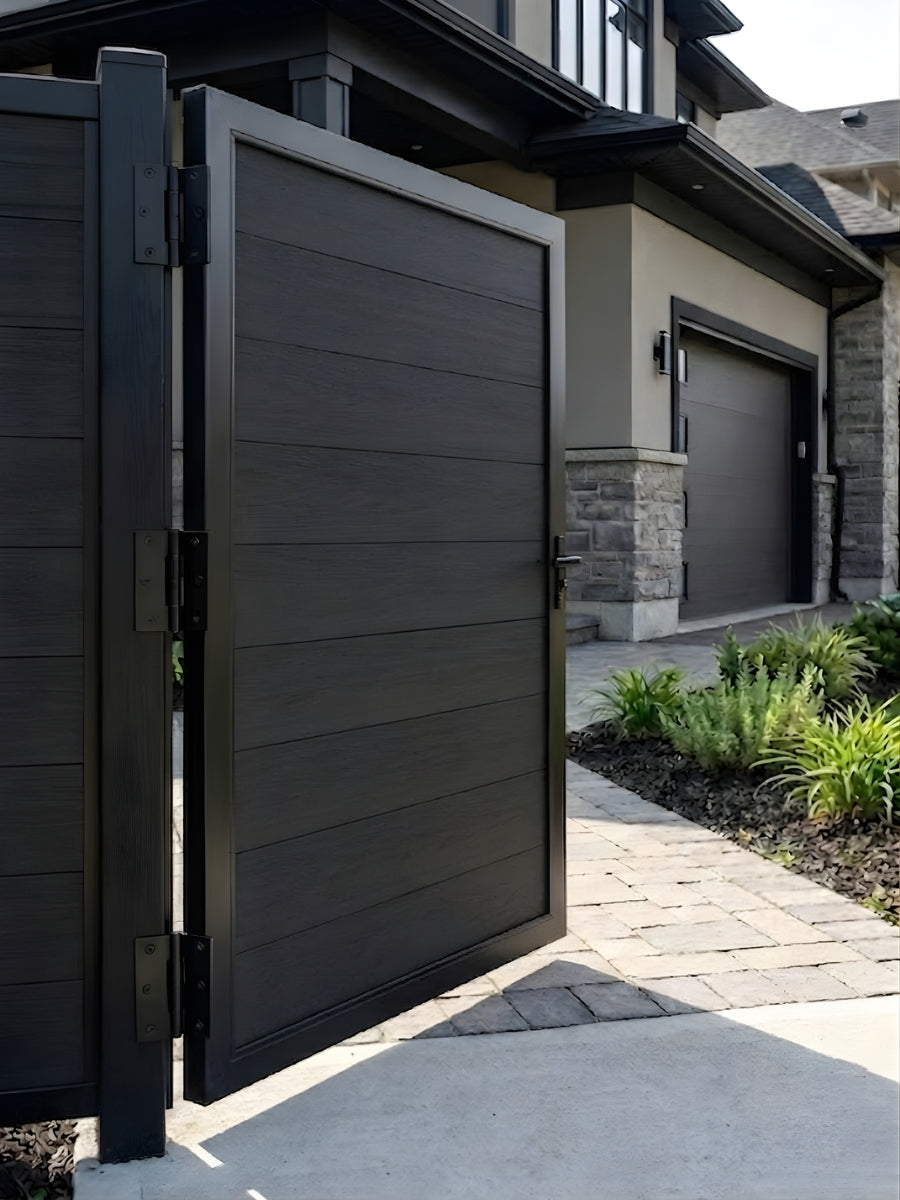 Outdoor WPC fence gate single black color 4x6 ft durable composite gate