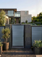 Durable light gray WPC fence gate panel for long lasting outdoor installation