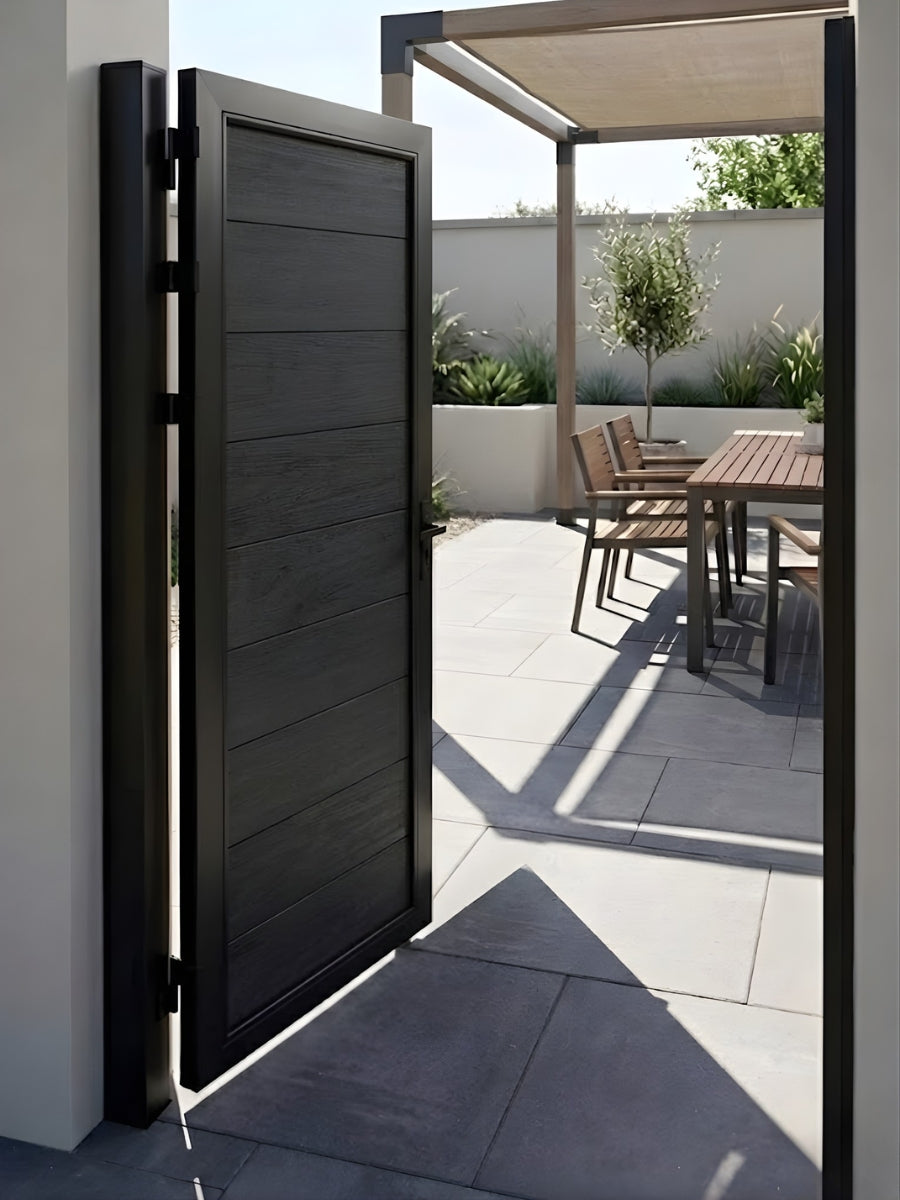 Black finish WPC fence gate single 4x6 feet for residential privacy fencing