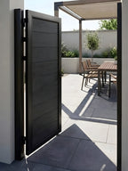 3x6 black WPC fence gate panel for residential privacy fencing