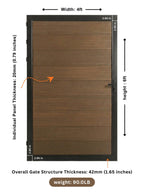 Walnut color WPC fence gate single panel 4x6 ft composite exterior gate